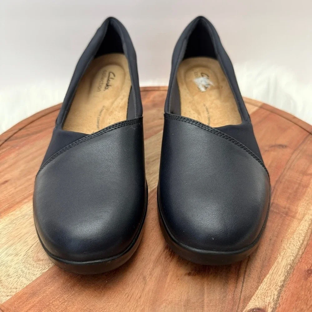 Clarks Collection Womens Size 11 W Navy Blue Wedge Pumps Ultimate Comfort Shoes‎